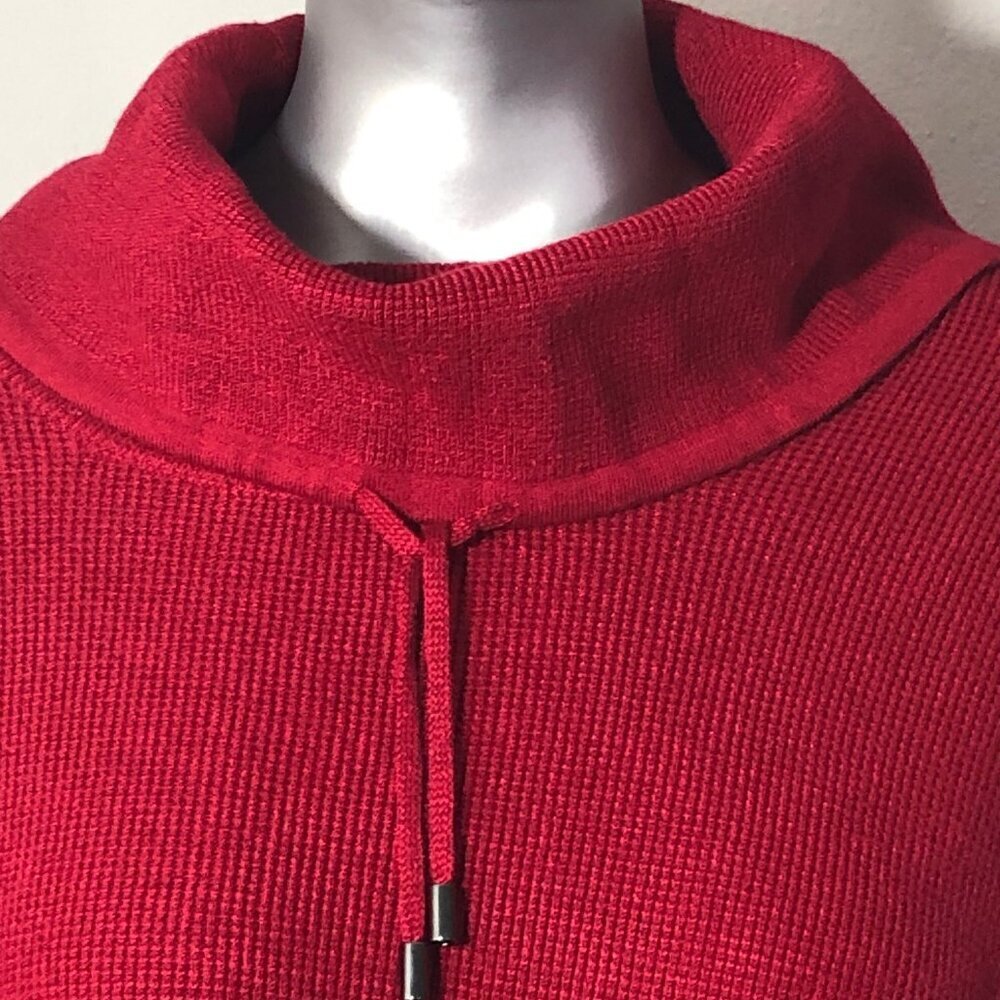 Jones New York Signature Sweater Womens Medium Red Cowl Neck Drawstring Holidays - Picture 6 of 10